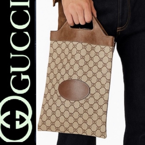 Gucci Handbags - Gucci Italy Leather-Trim Tote